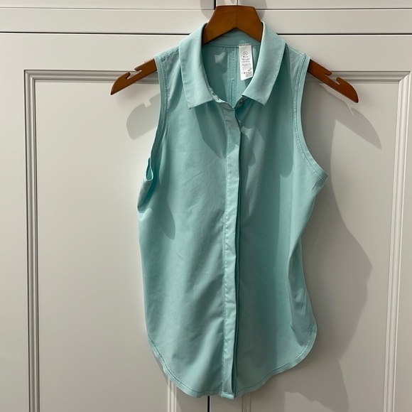 Lululemon Ivivva Mint Blue Sleeveless Polo Shirt—Beautiful!  Like New Size 12 - Picture 1 of 7